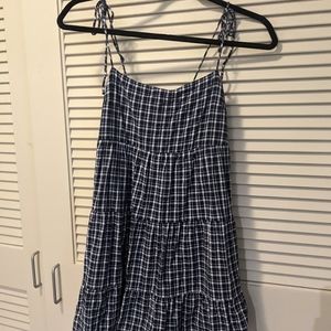 Abercrombie Blue Plaid Tie Shoulder Dress
